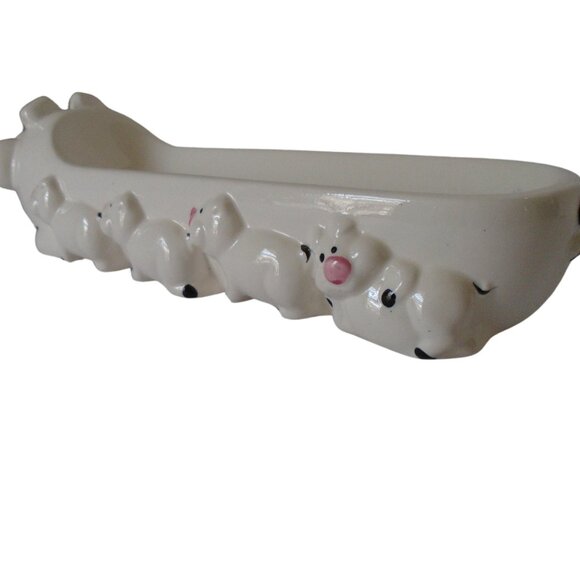 Vintage 1983 Ron Gordon Ceramic Mother Pig and Piglets Cookie Dish Cracker Dish - Picture 5 of 10